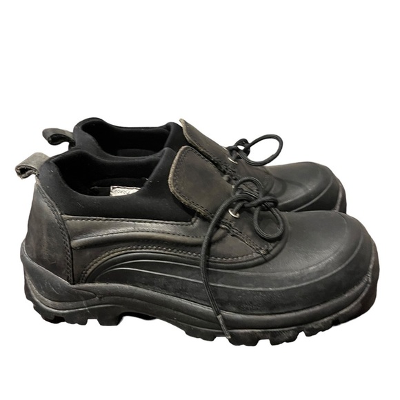Lands’ End Black Leather/Rubber Duck Shoes for Rain & Snow Sz 8 B - Picture 1 of 8